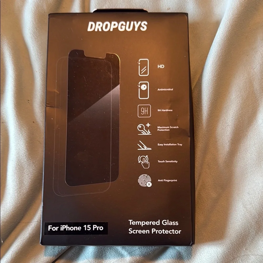 Black Tempered Glass Screen Protector for iPhone 15 Pro